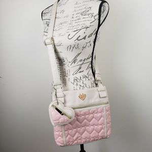 Betsey Johnson Crossbody Heart Cream Pink Purse